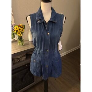 Hannah NWT denim‎ dress small blue sleeveless mini